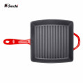 Indoor enamel grill pan with two handle